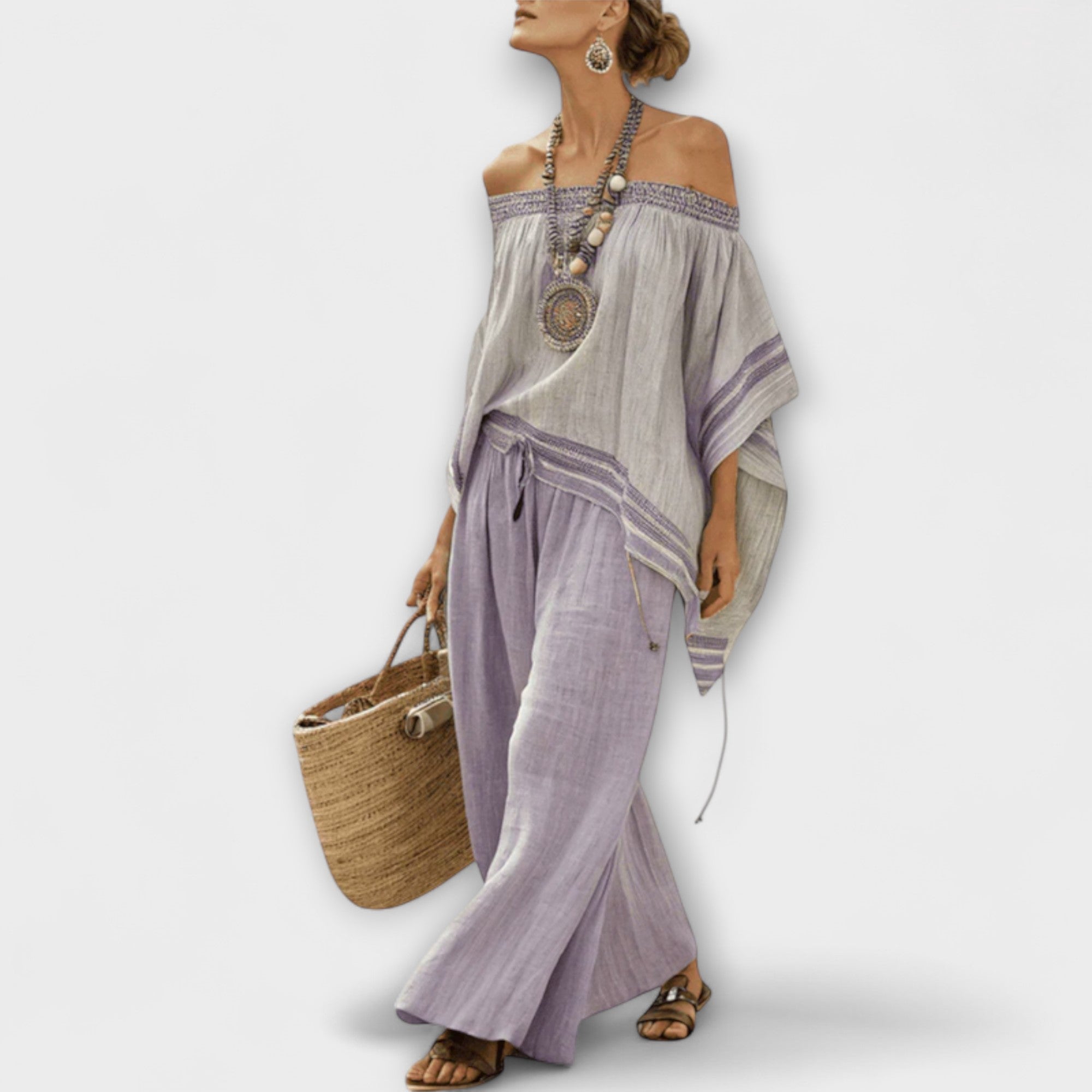 Rosa - Set in Lino Boho Bardot
